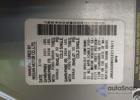 2005 Infiniti Fx35 from USA, damaged, VIN JNRAS08W05X211611